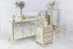 Cairo Mirrored Gold Trim Bedside Cabinet - 3 Drawers