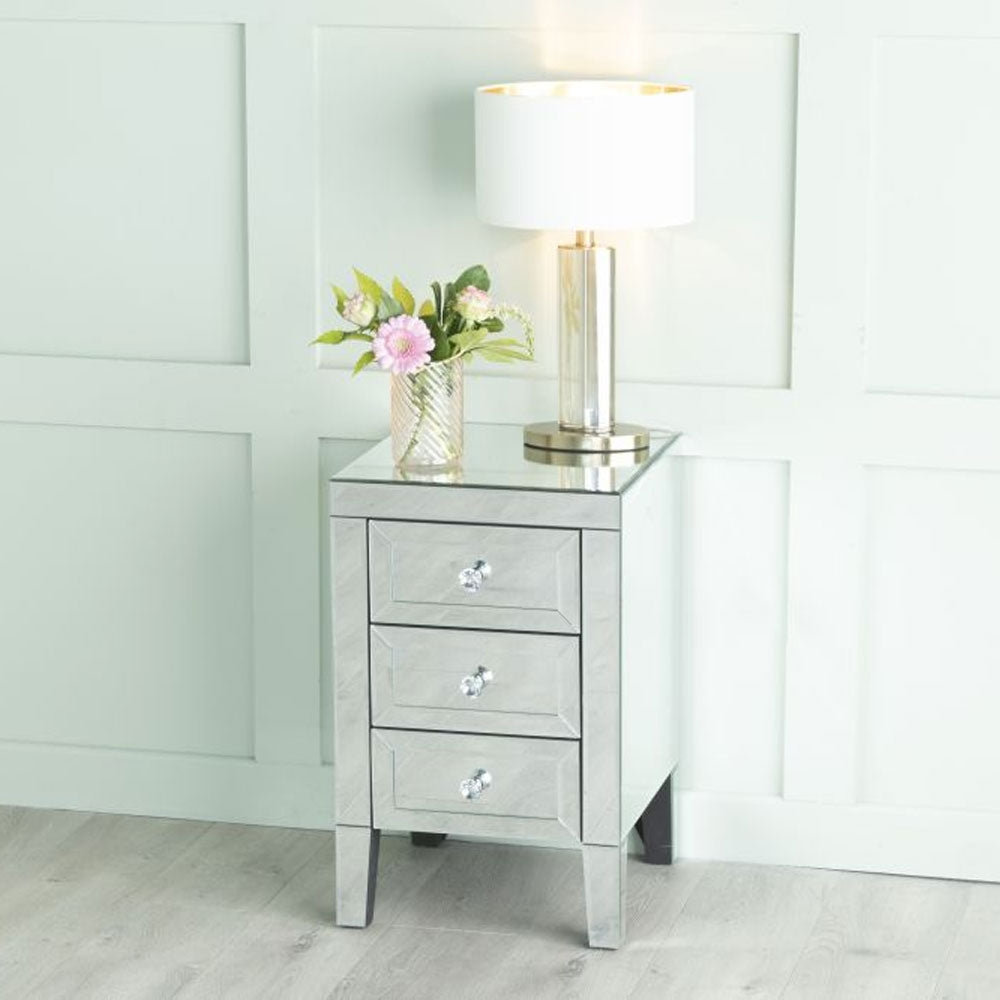 Vasari Mirrored 3-Drawer Bedside Cabinet