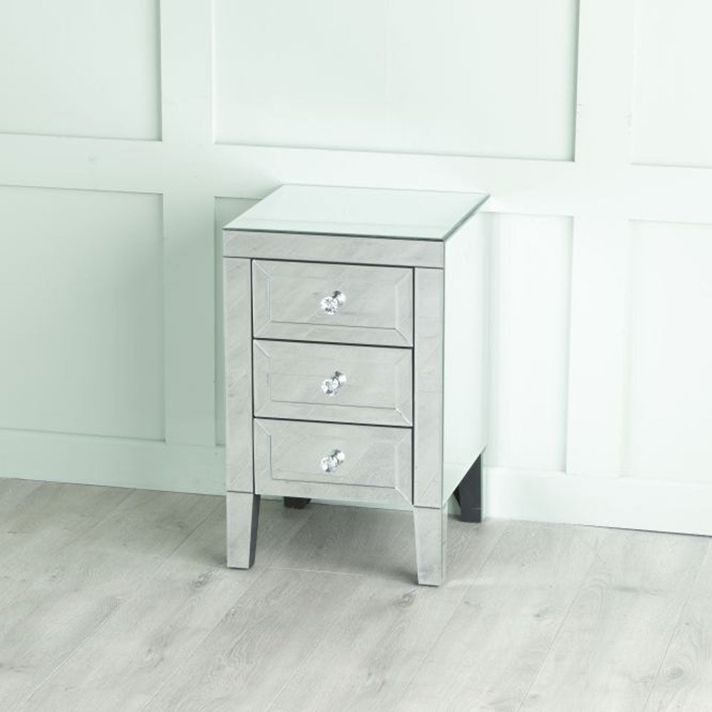 Vasari Mirrored 3-Drawer Bedside Cabinet