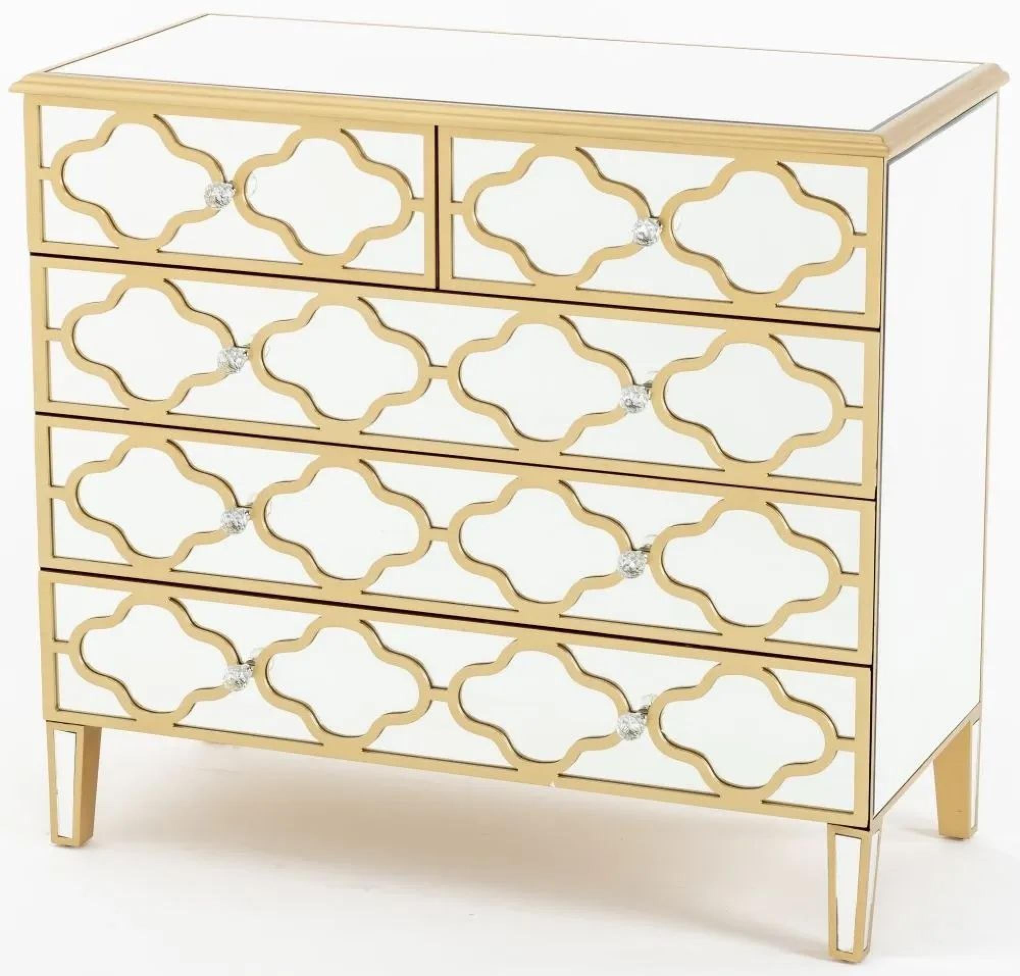 Cairo Mirrored Gold Trim 3+2 Drawers Chest