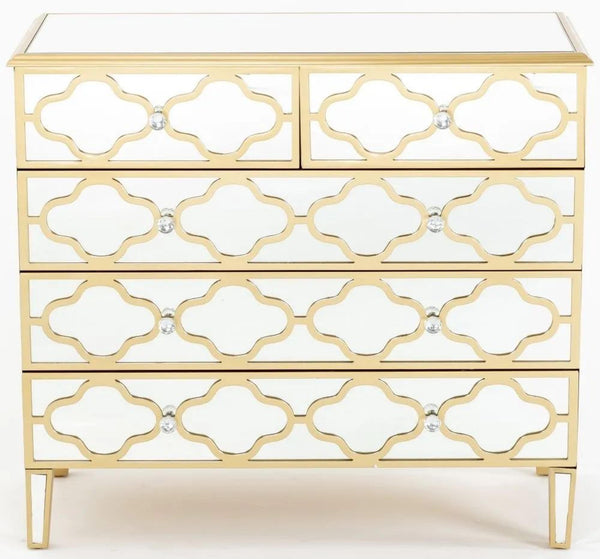 Cairo Mirrored Gold Trim 3+2 Drawers Chest