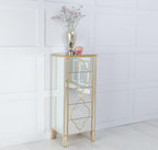 Cairo Mirrored Gold Trim 5 Drawer Narrow Chest
