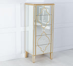 Cairo Mirrored Gold Trim 5 Drawer Narrow Chest