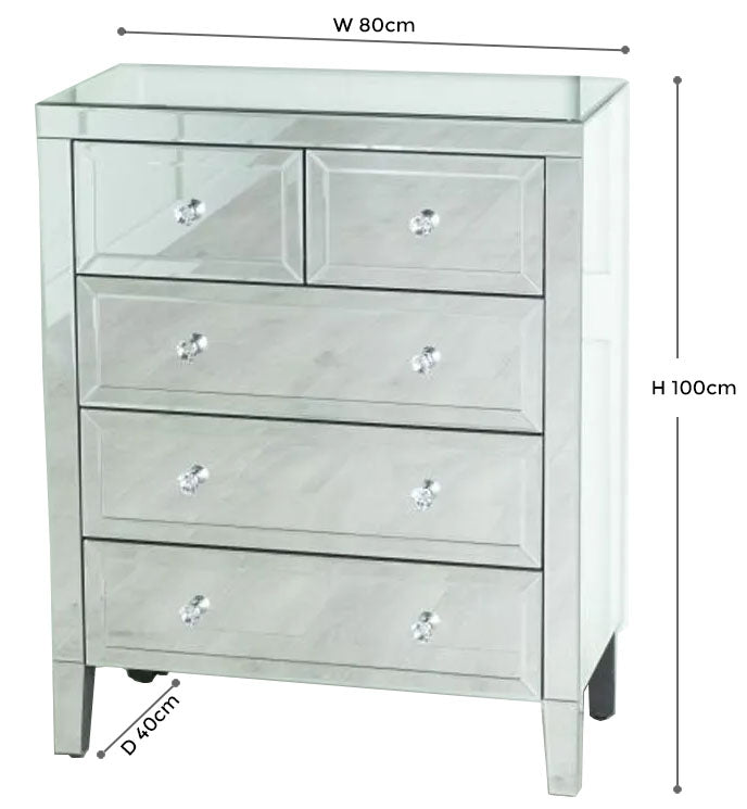 Vasari Mirrored 3+2 Drawer Chest