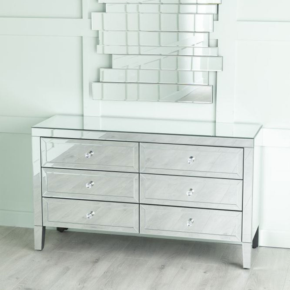 Vasari Mirrored 6 Drawer Wide Chest