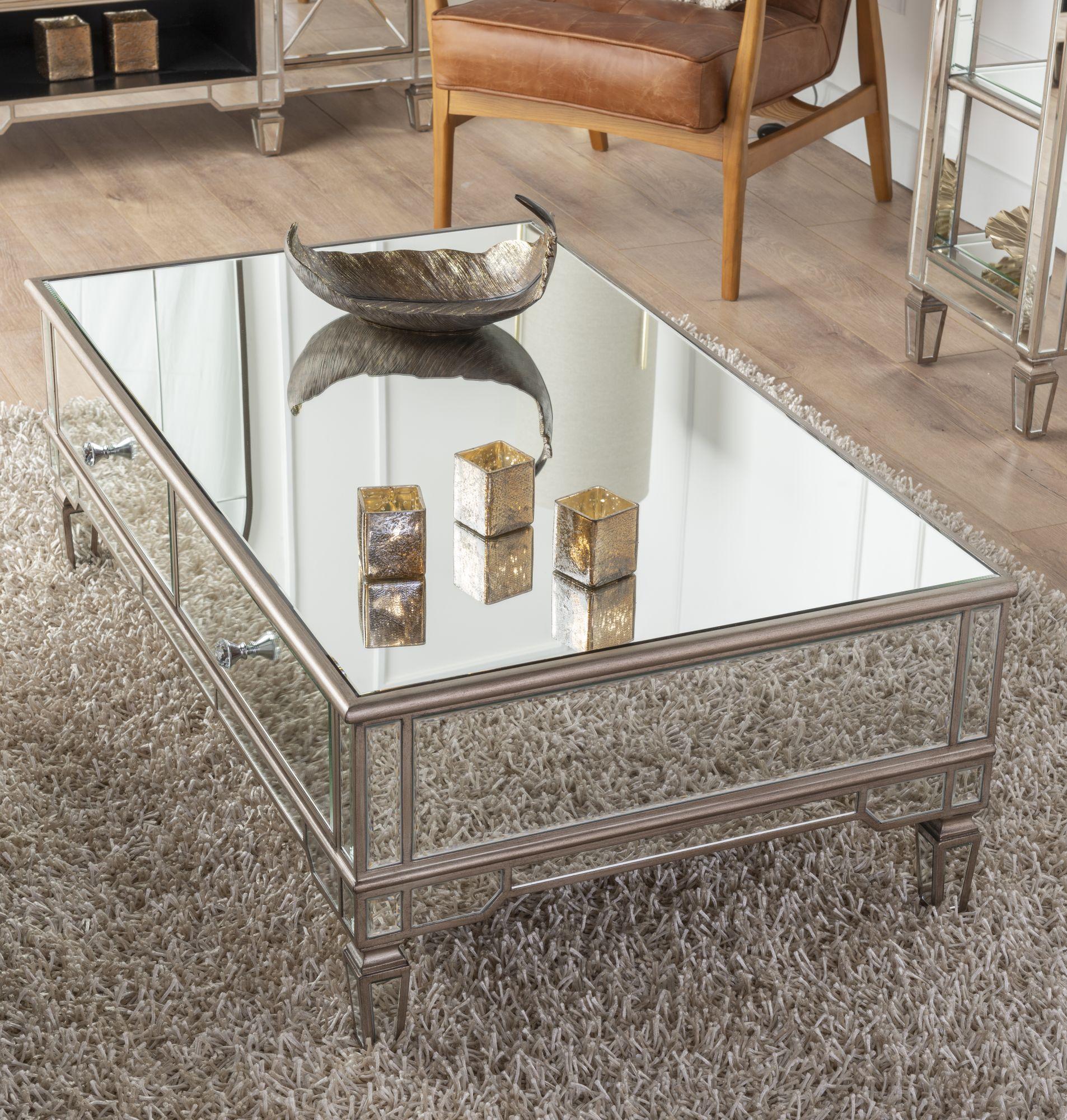 Acorn Mirrored Champagne Trim Coffee Table