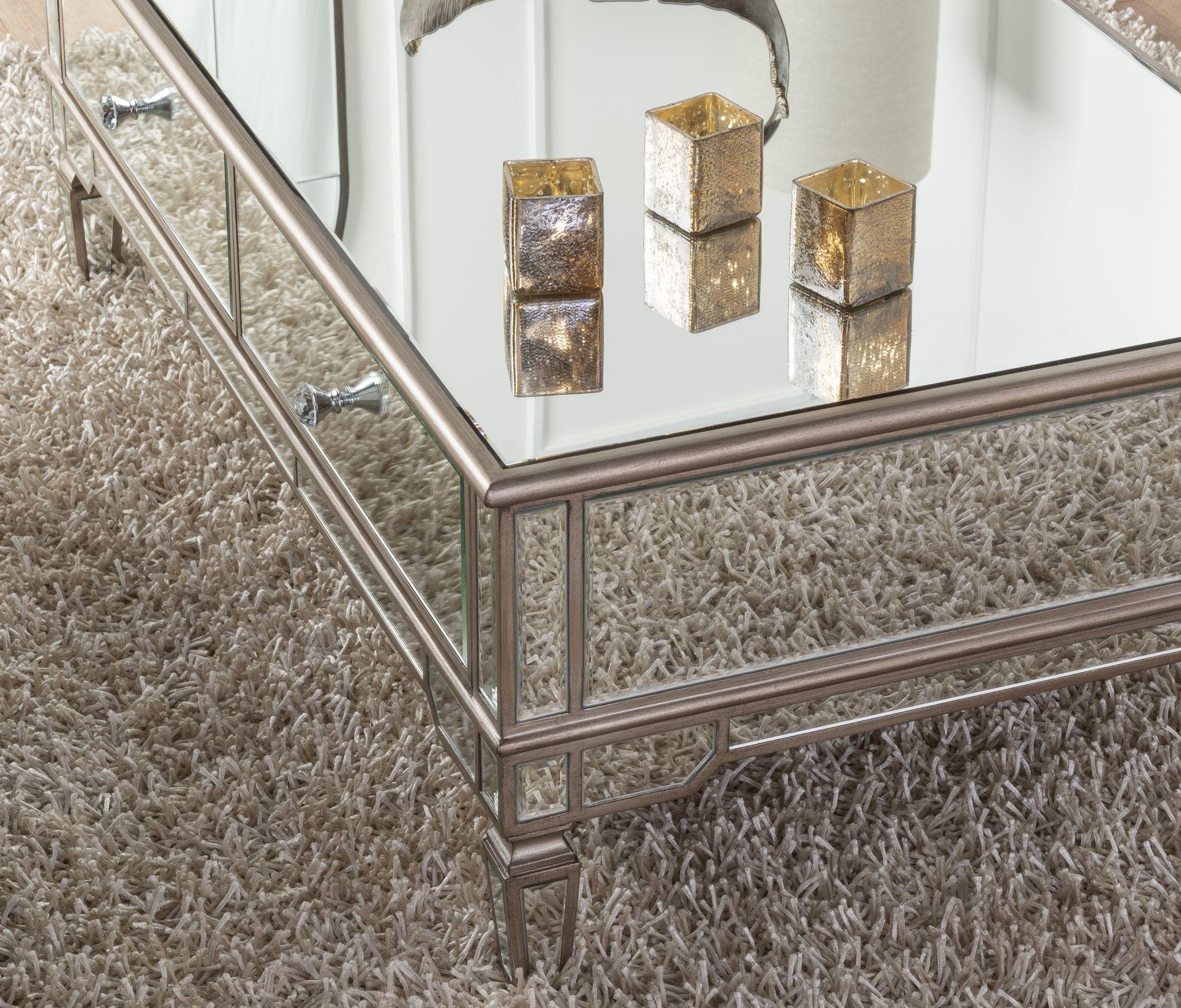 Acorn Mirrored Champagne Trim Coffee Table