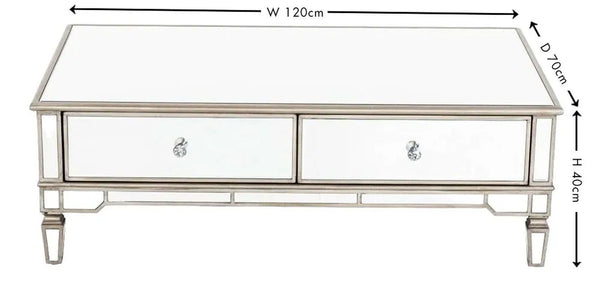 Acorn Mirrored Champagne Trim Coffee Table