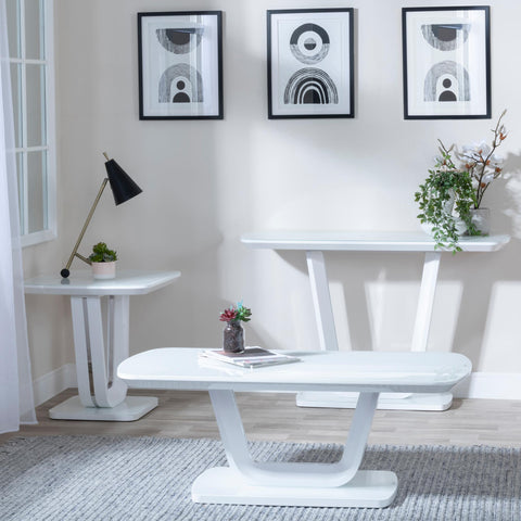 Alpen White Gloss Coffee Table with Glass Top