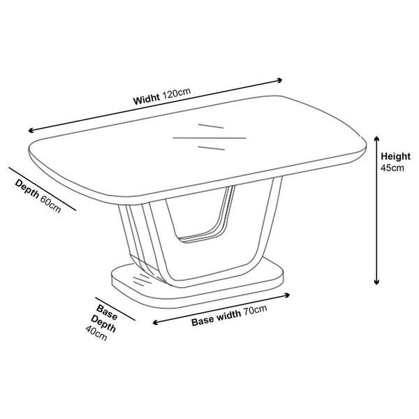 Alpen White Gloss Coffee Table with Glass Top
