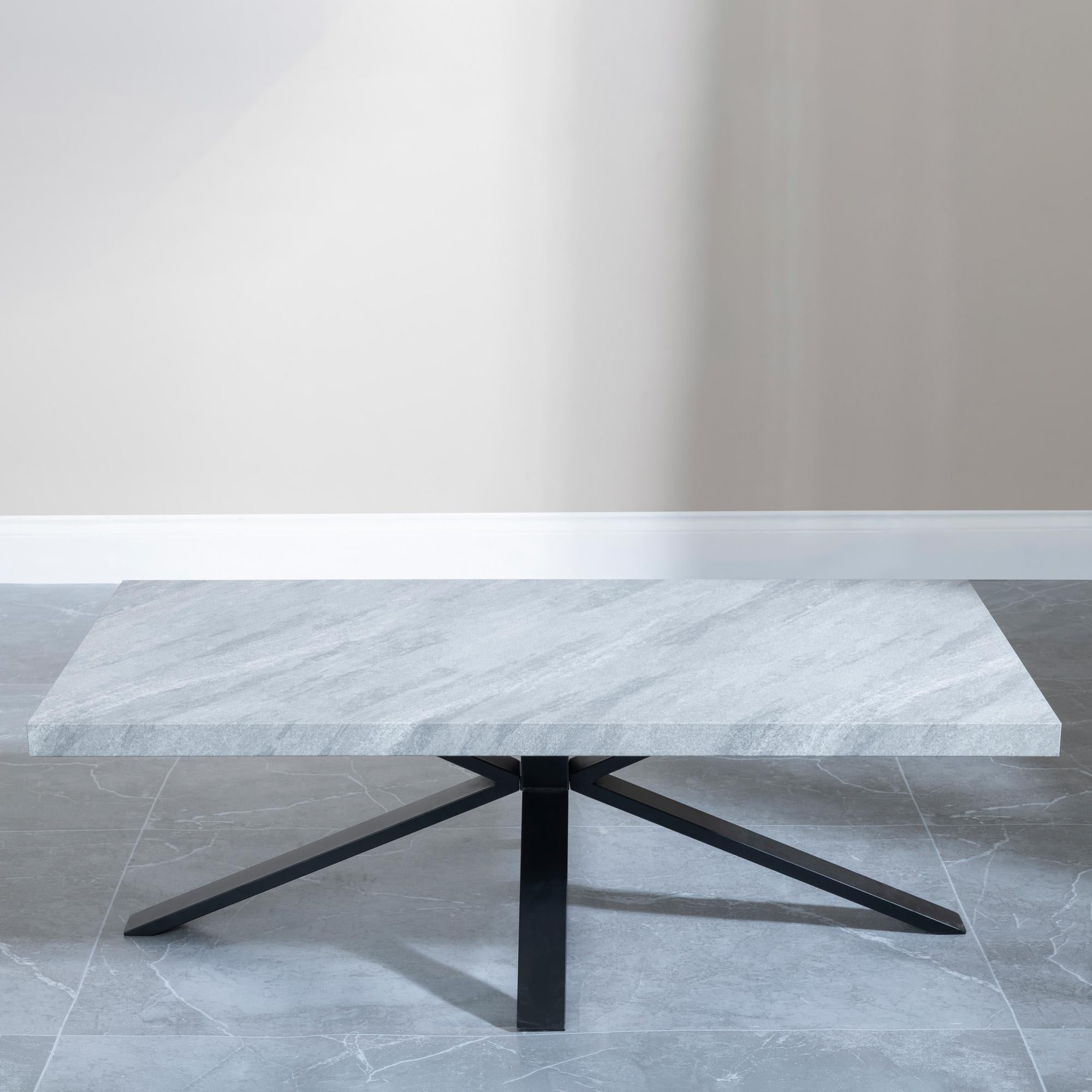 Cadell Grey Concrete Effect Coffee Table with Black Spider Legs