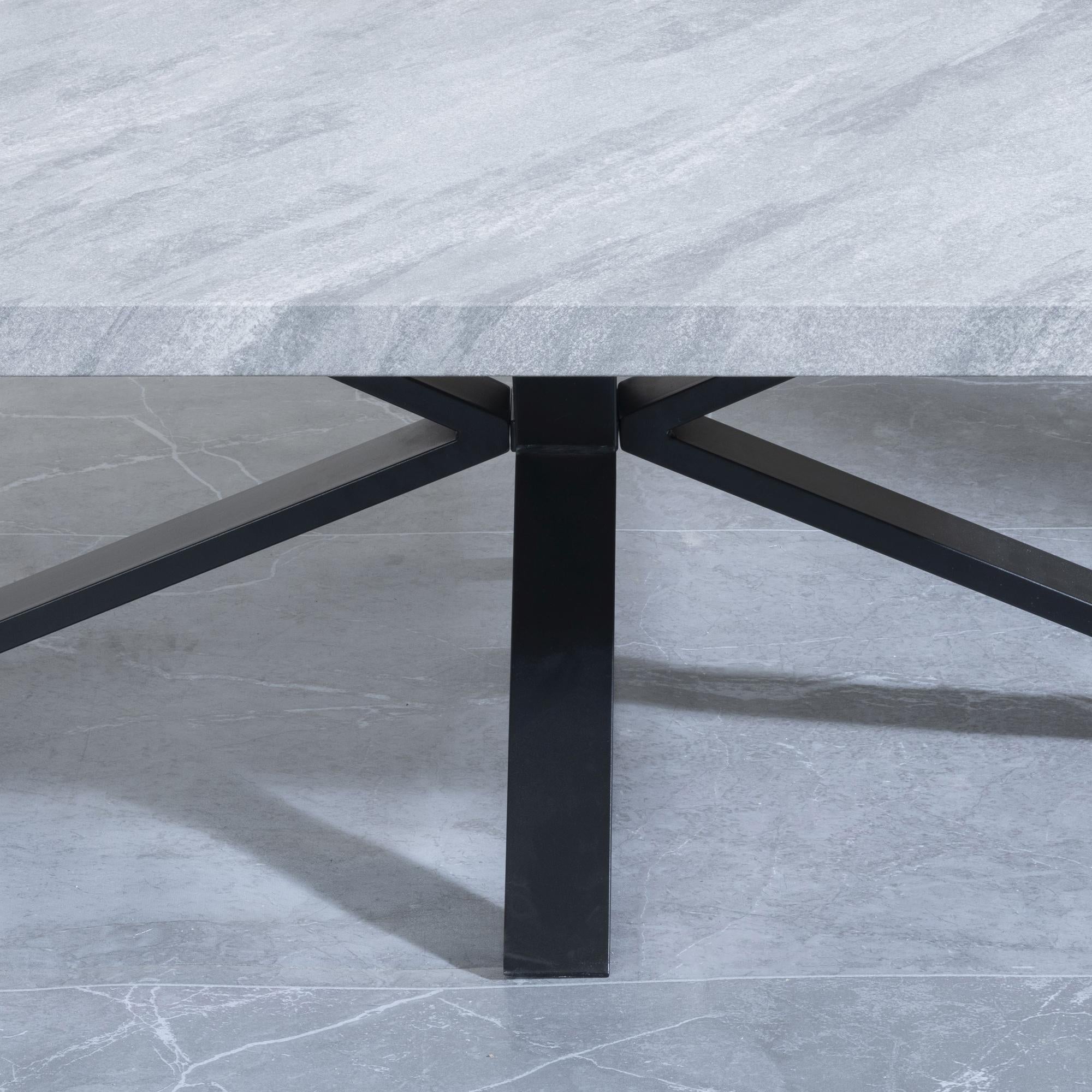 Cadell Grey Concrete Effect Coffee Table with Black Spider Legs