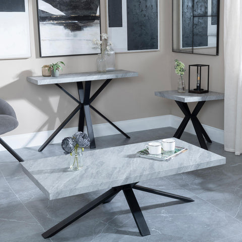 Cadell Grey Concrete Effect Coffee Table with Black Spider Legs