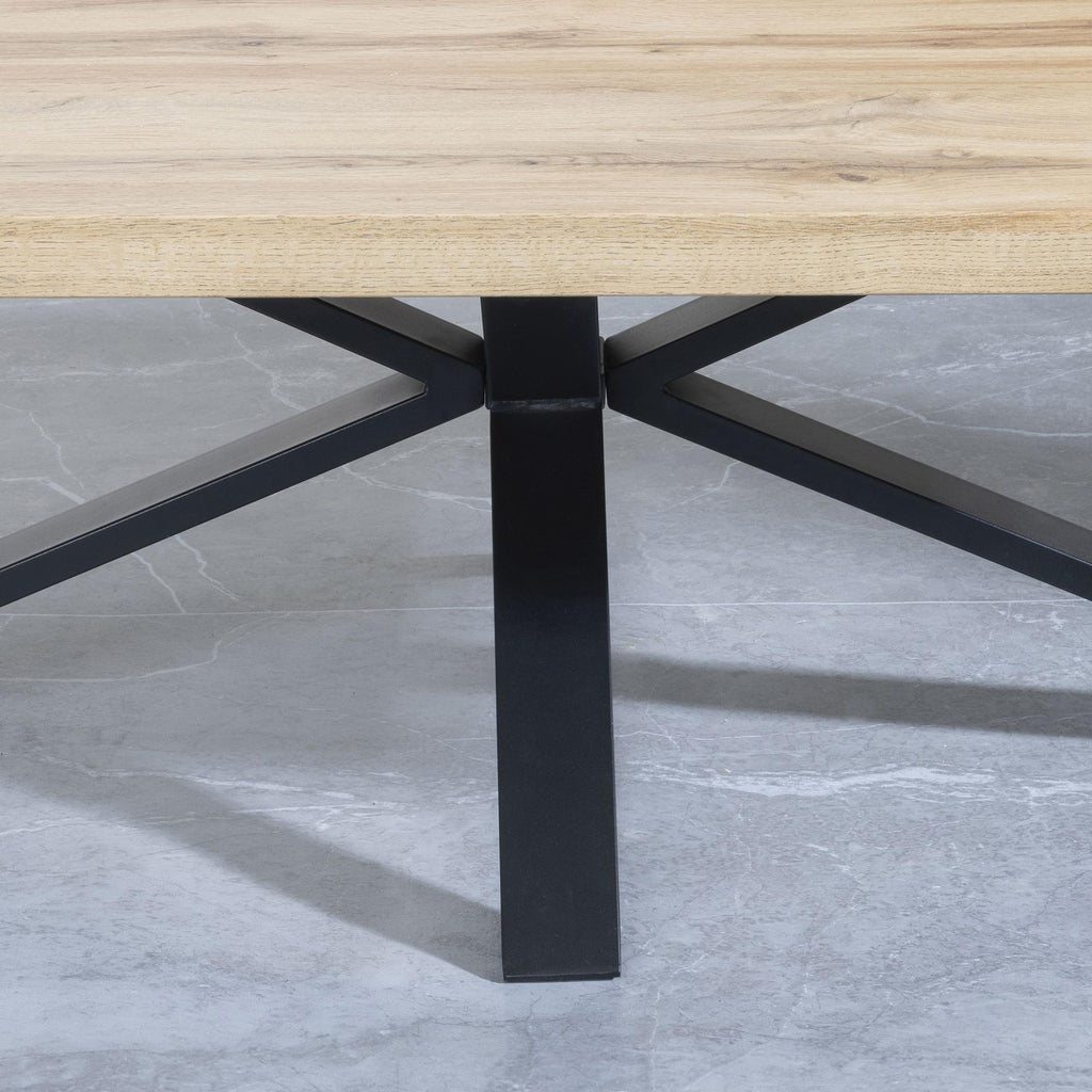 Cadell Industrial Oak Effect Coffee Table with Black Spider Legs