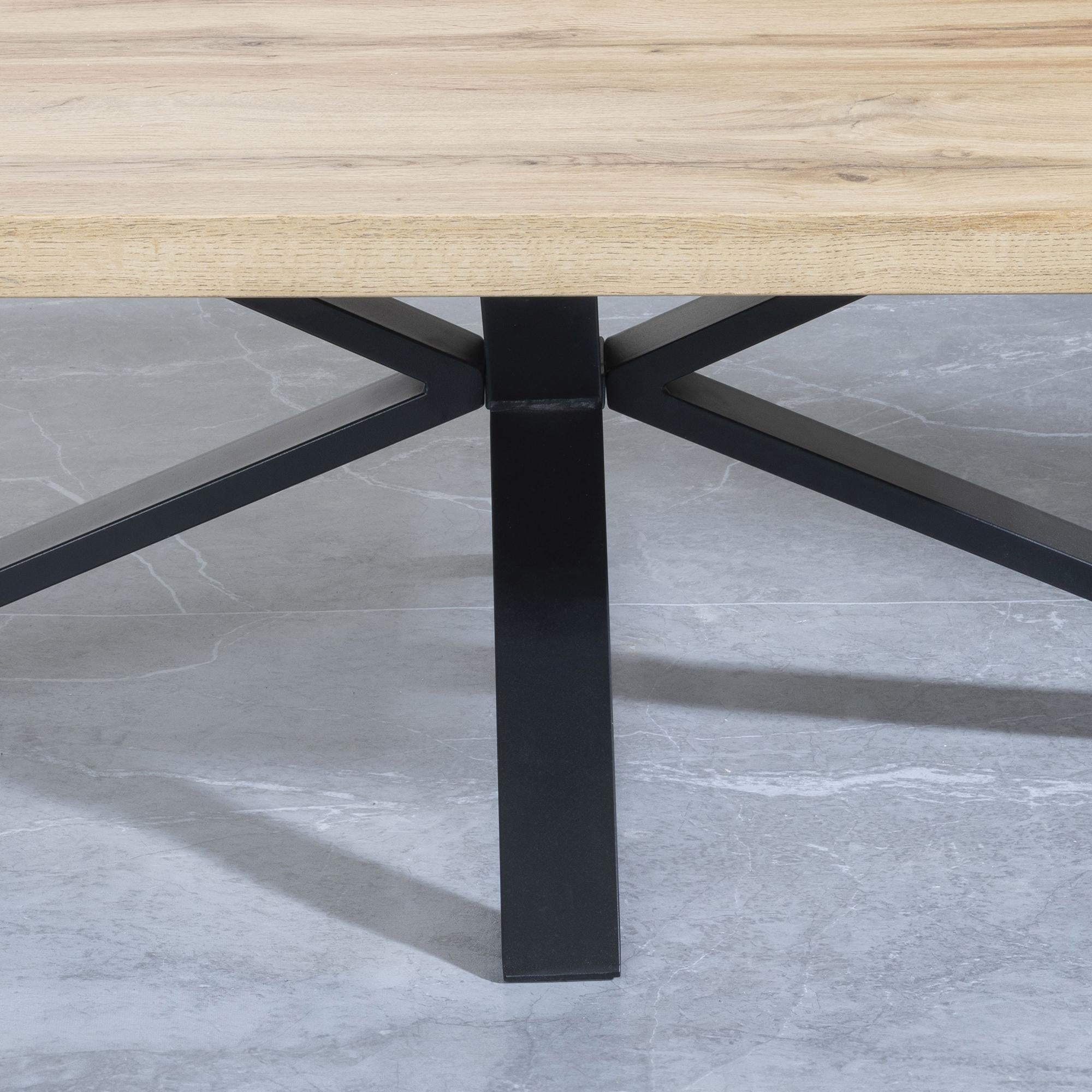 Cadell Industrial Oak Effect Coffee Table with Black Spider Legs