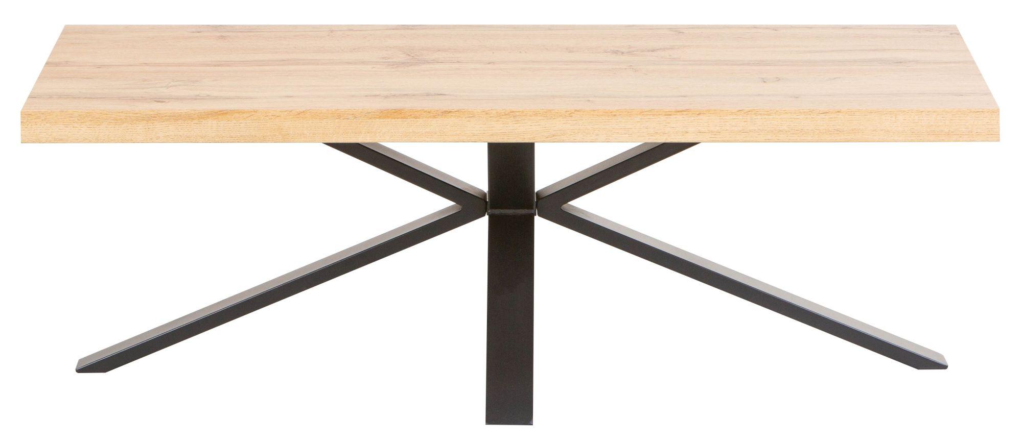 Cadell Industrial Oak Effect Coffee Table with Black Spider Legs