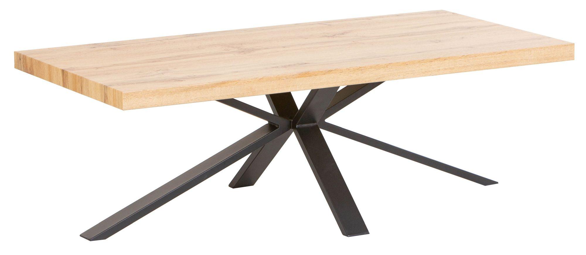 Cadell Industrial Oak Effect Coffee Table with Black Spider Legs