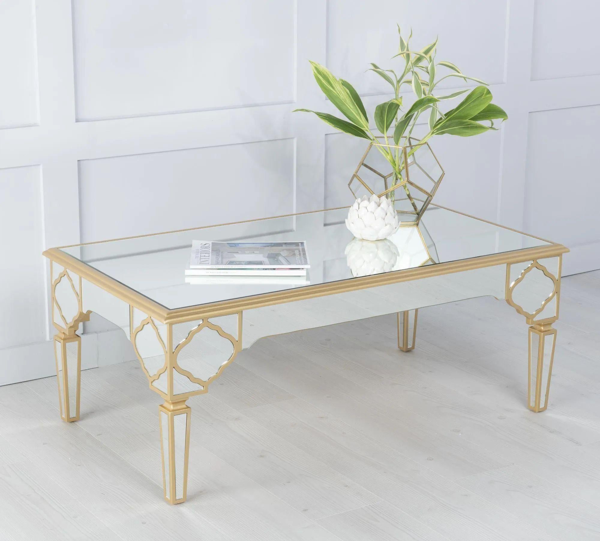 Cairo Mirrored Gold Trim Coffee Table