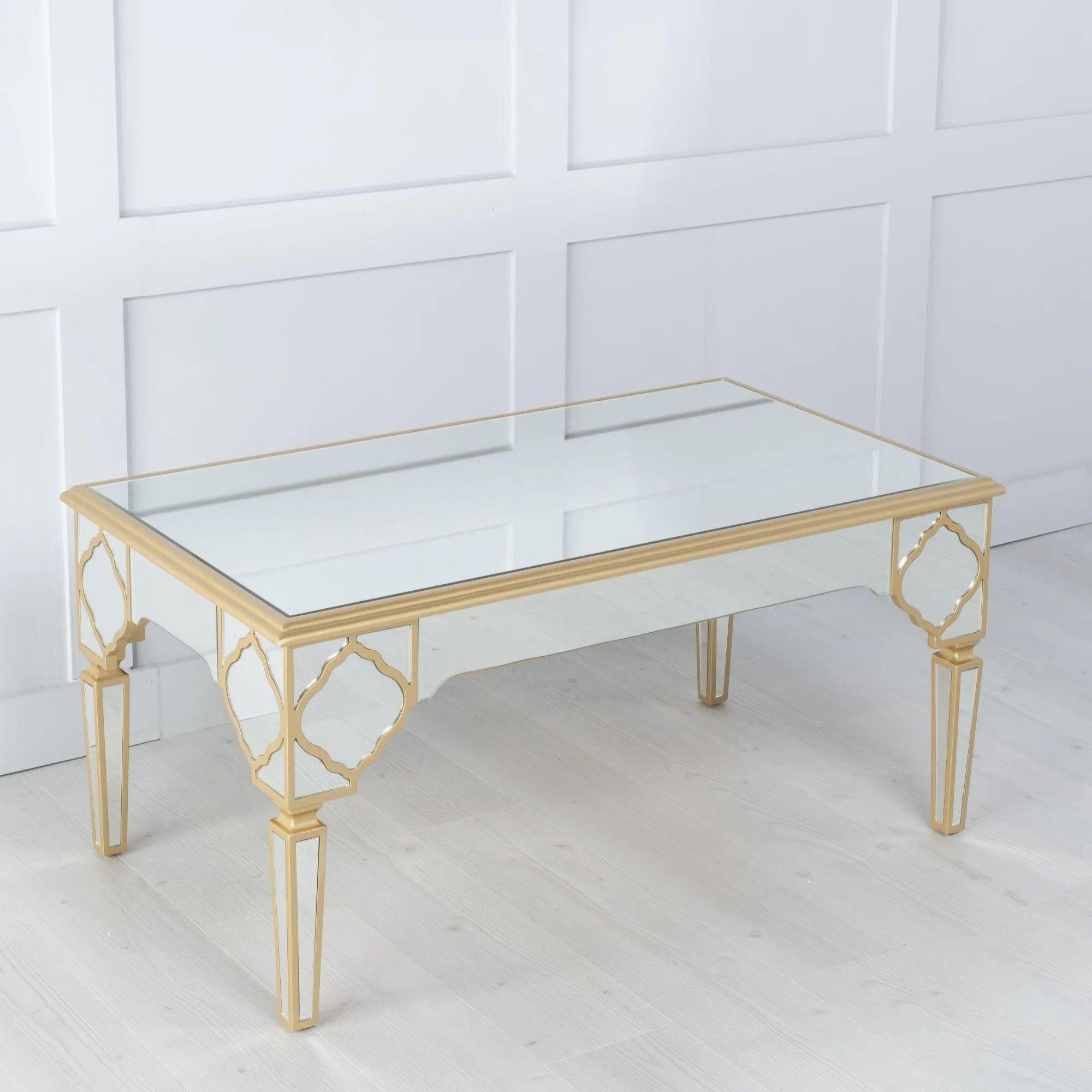 Cairo Mirrored Gold Trim Coffee Table