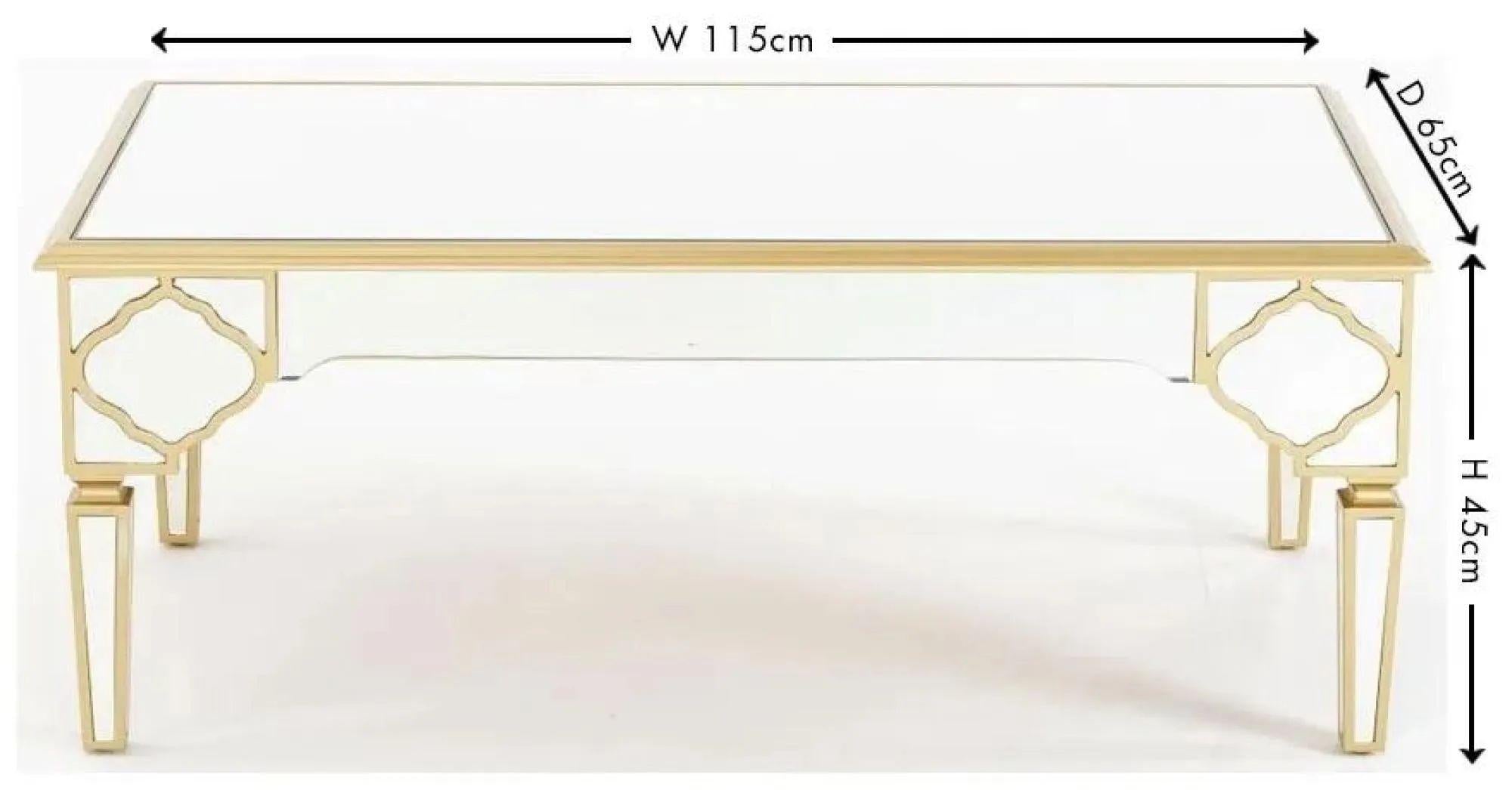 Cairo Mirrored Gold Trim Coffee Table