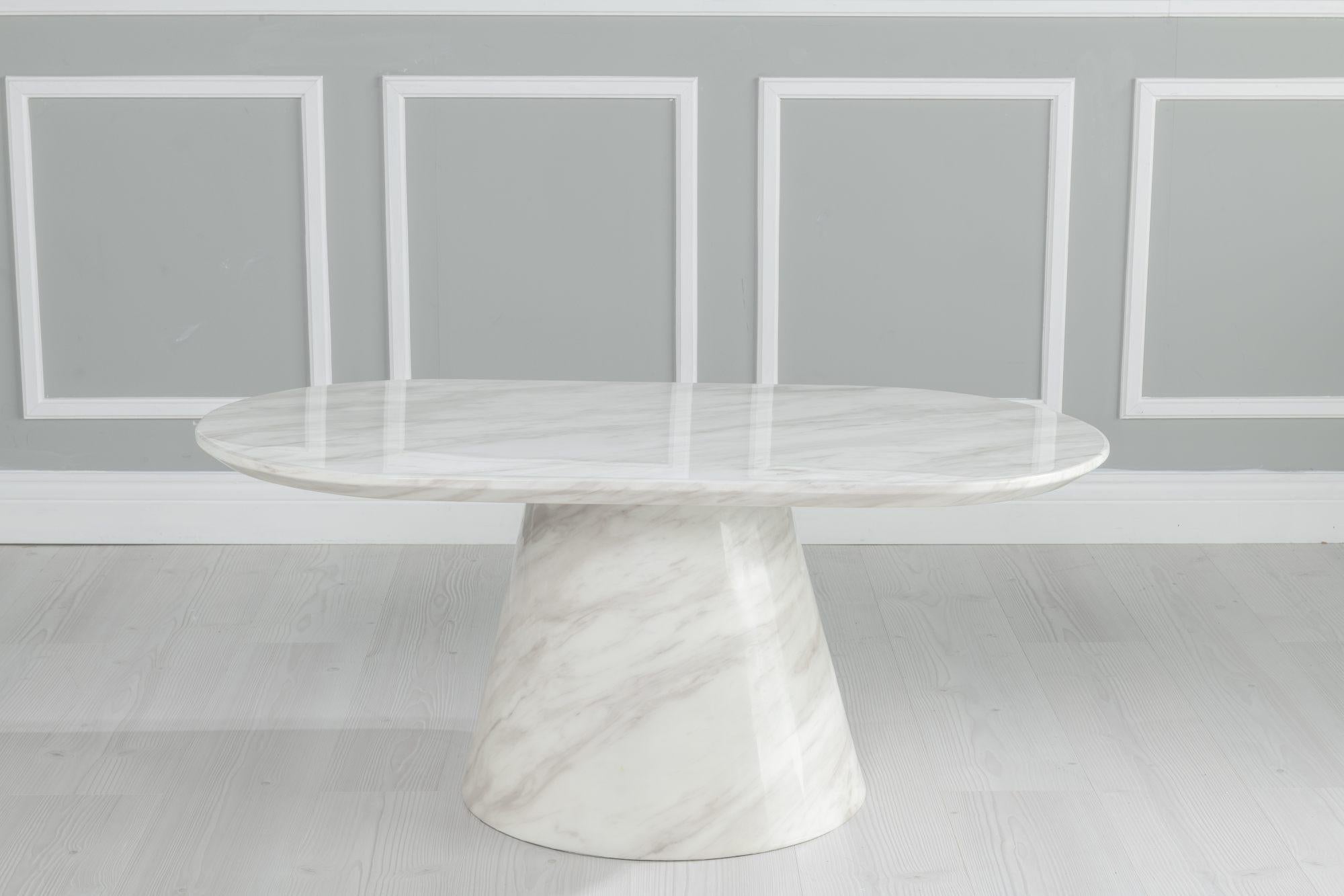 Cannes White Marble Oval Coffee Table