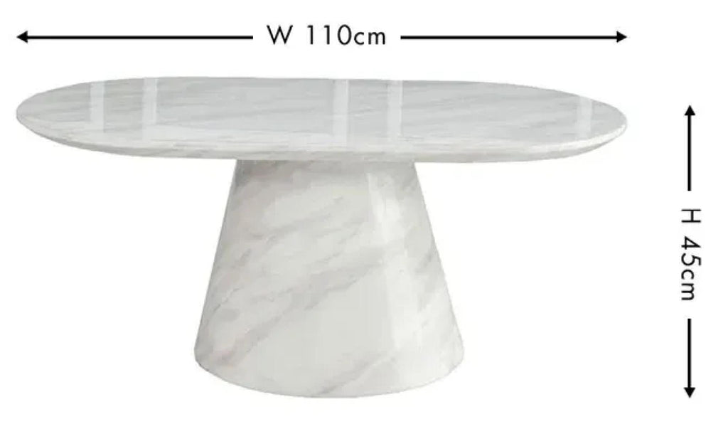 Cannes White Marble Oval Coffee Table
