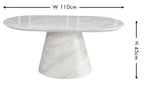 Cannes White Marble Oval Coffee Table