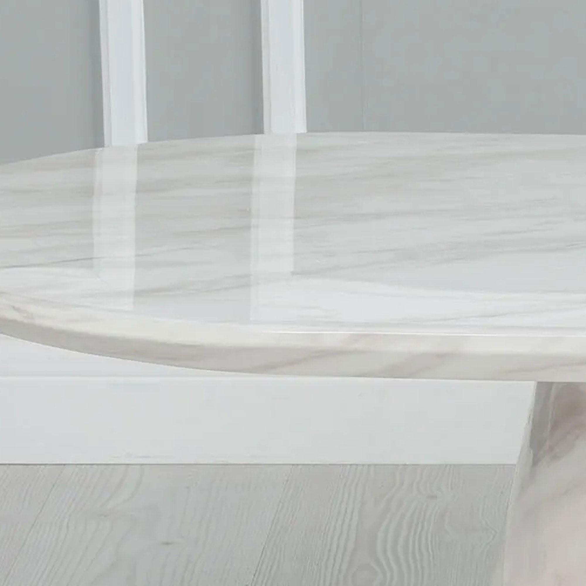 Cannes White Marble Oval Coffee Table