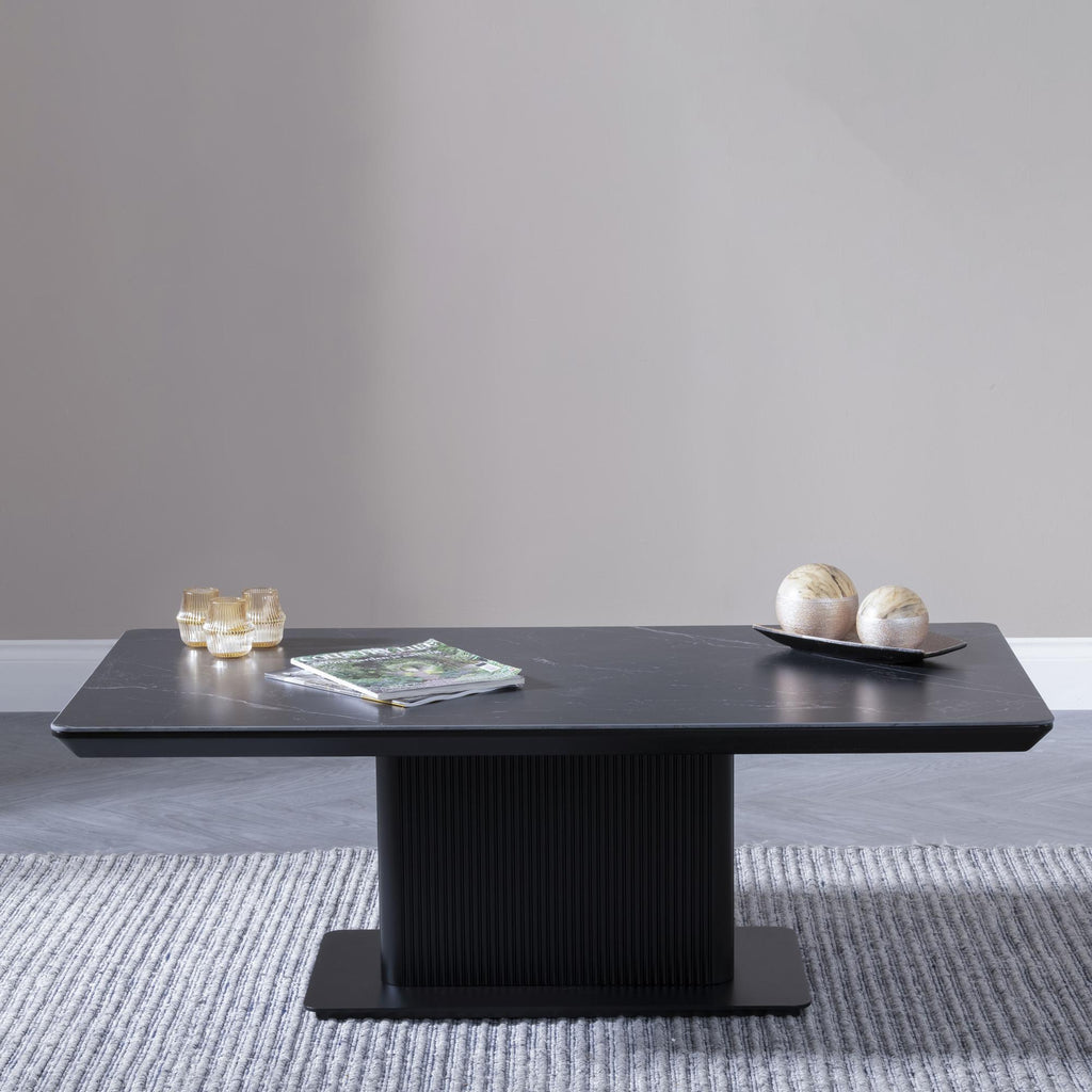Dante Black Ceramic Fluted Coffee Table