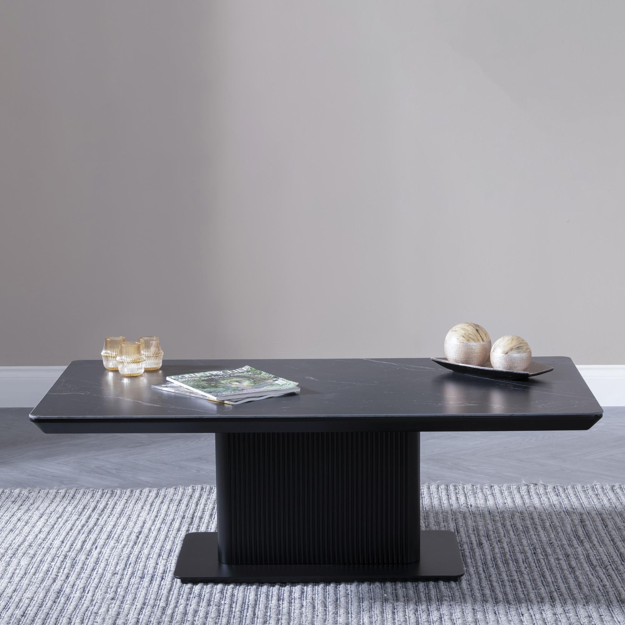 Dante Black Ceramic Fluted Coffee Table