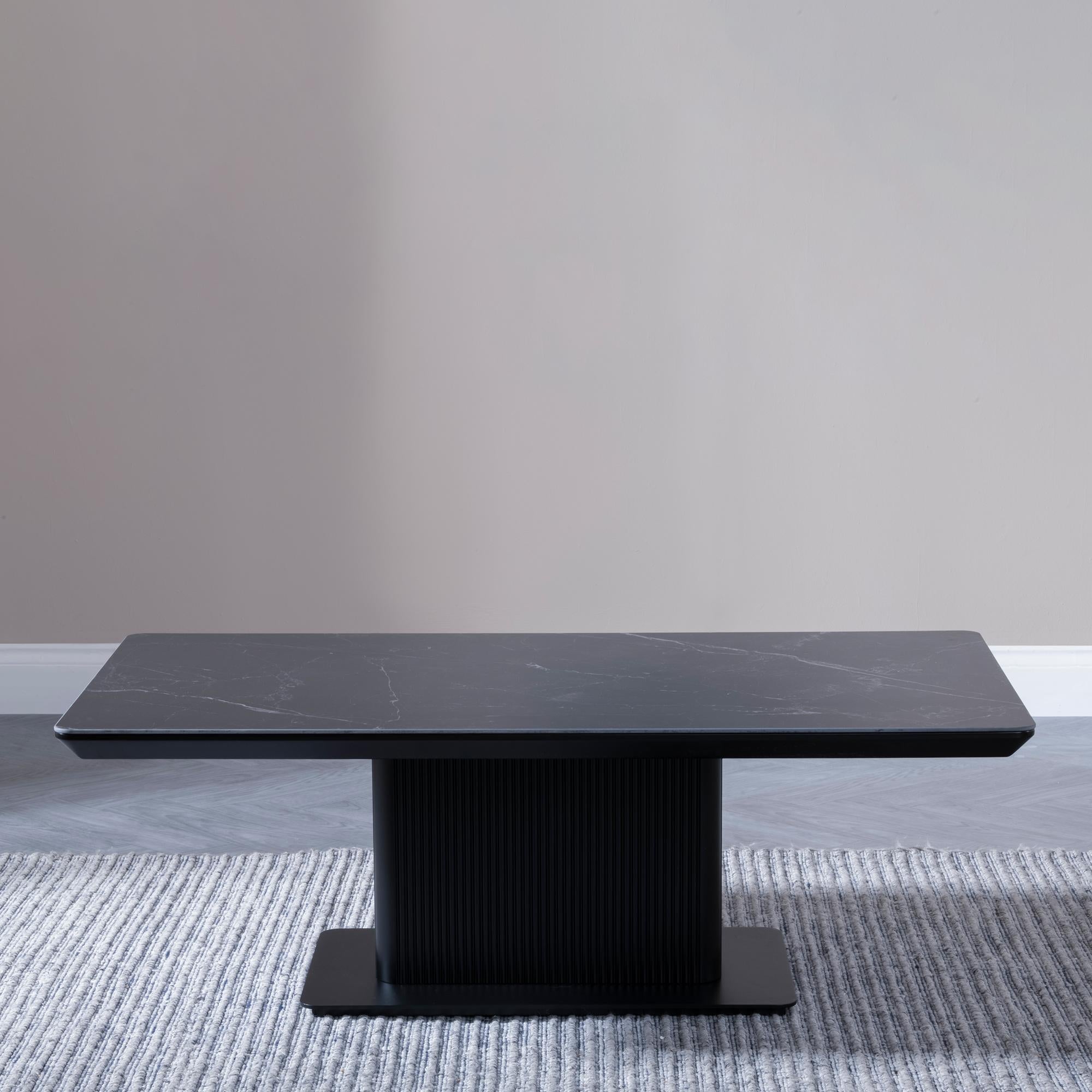 Dante Black Ceramic Fluted Coffee Table