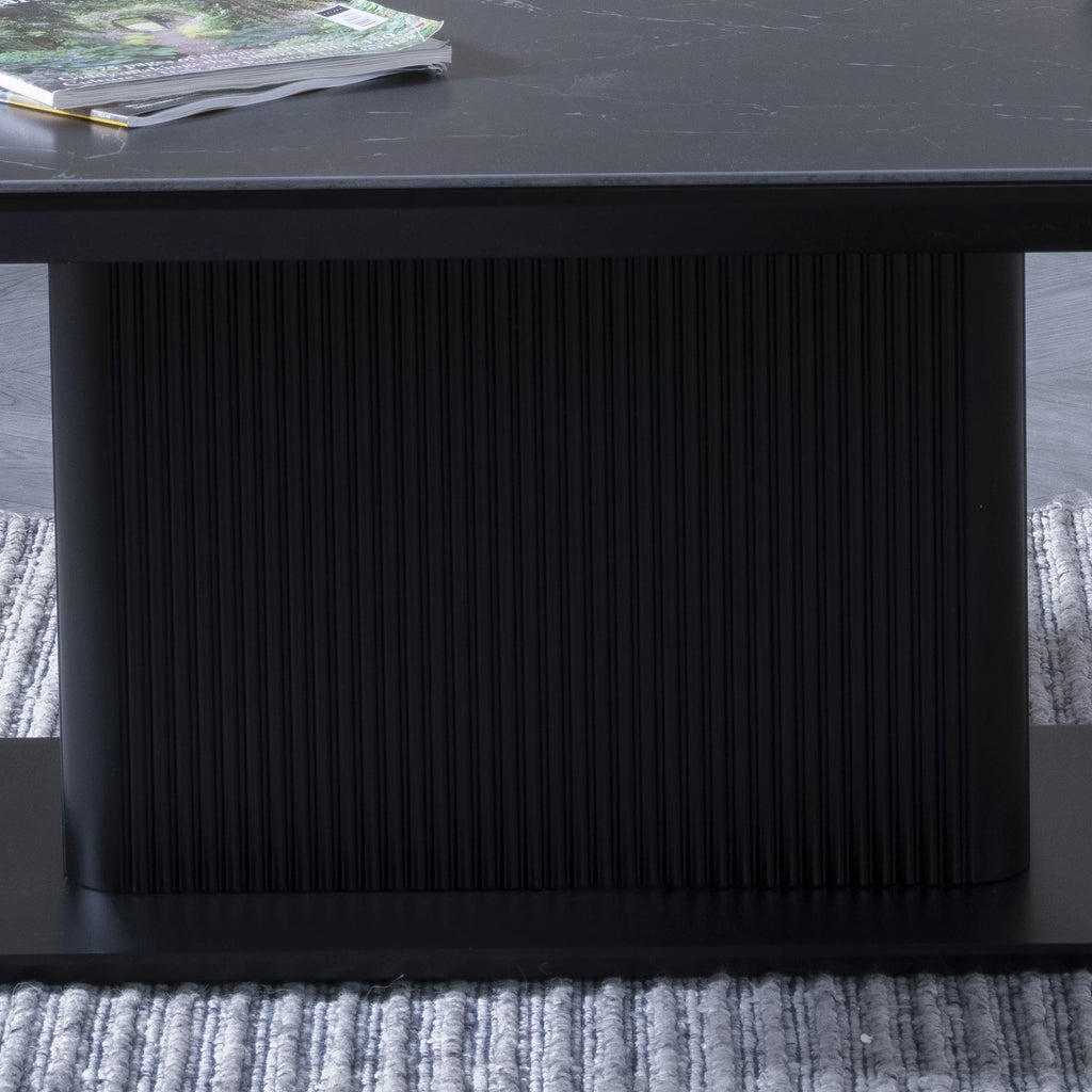 Dante Black Ceramic Fluted Coffee Table