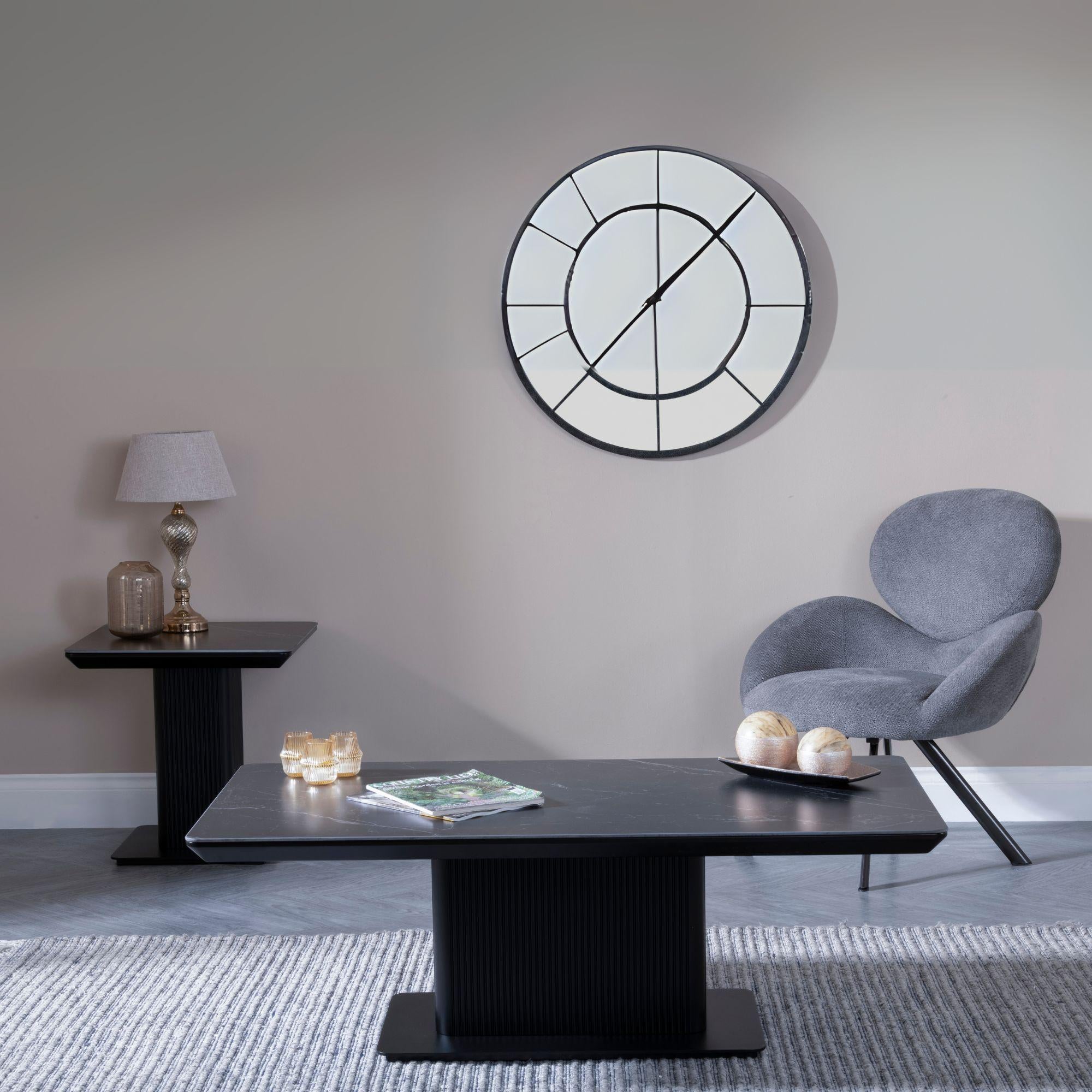 Dante Black Ceramic Fluted Coffee Table