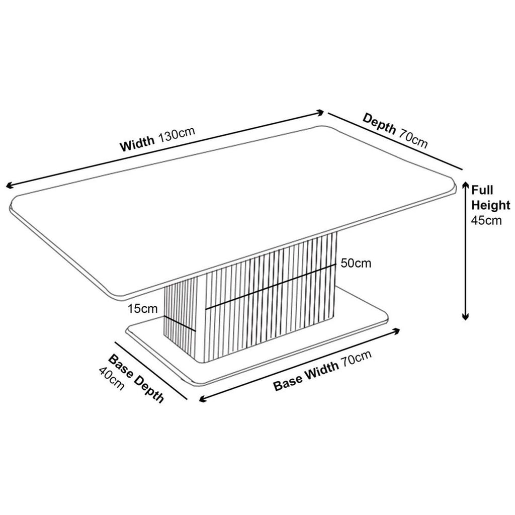 Dante Black Ceramic Fluted Coffee Table