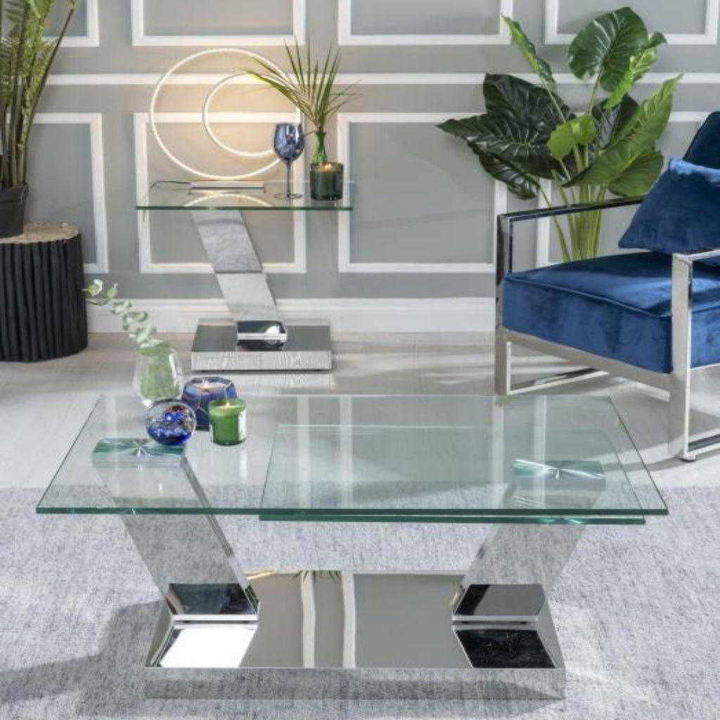 Enzo Swivel Glass Top Coffee Table