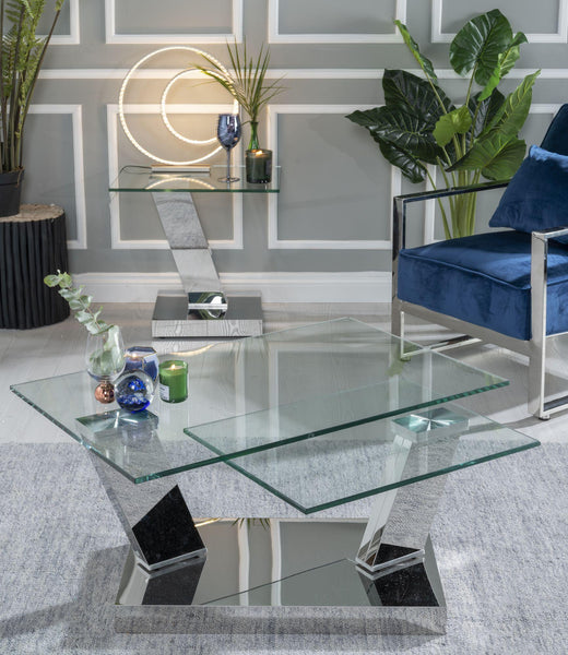 Enzo Swivel Glass Top Coffee Table