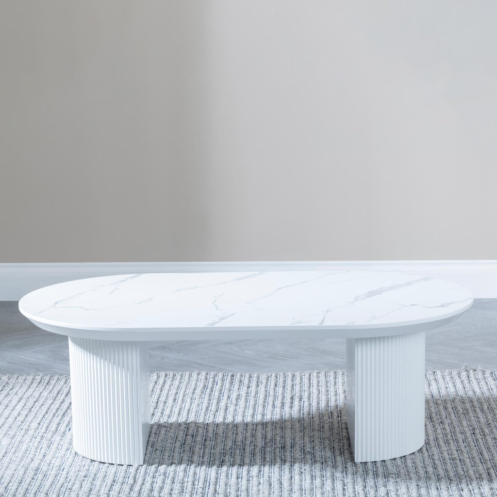 Mondrian White Melamine Top Oval Coffee Table