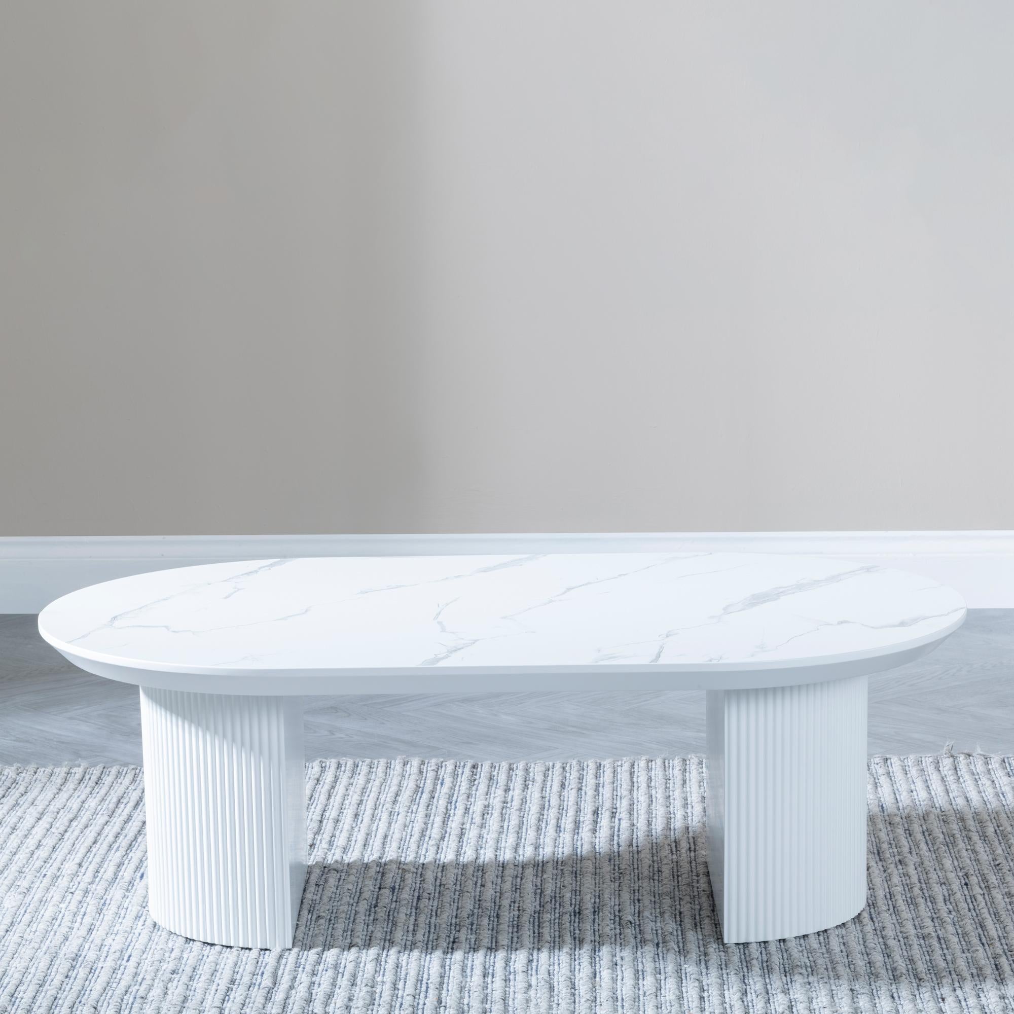 Mondrian White Melamine Top Oval Coffee Table