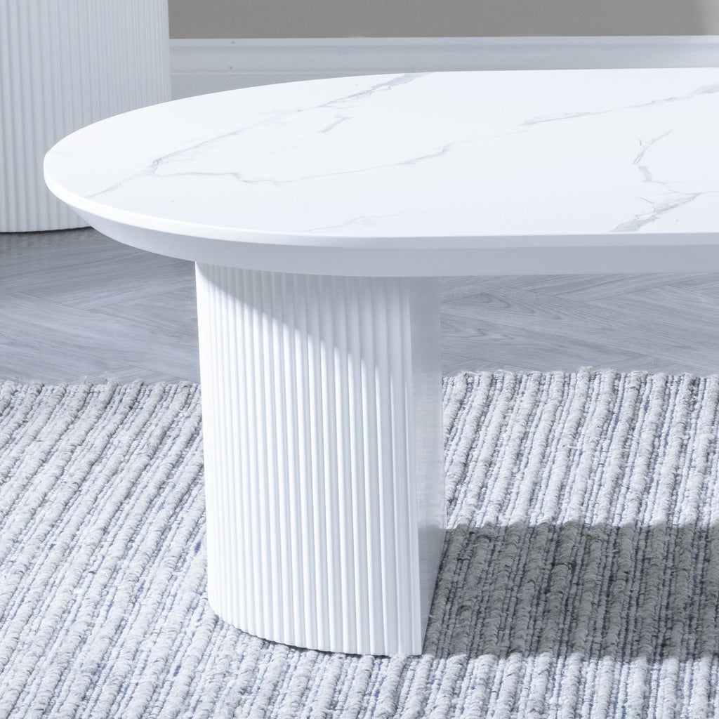 Mondrian White Melamine Top Oval Coffee Table