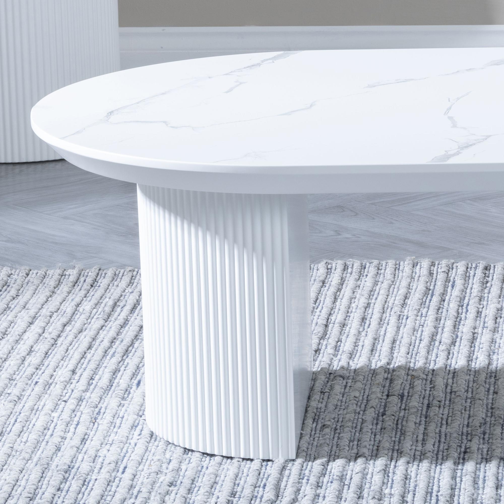 Mondrian White Melamine Top Oval Coffee Table