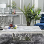 Mercury Grey Marble and Chrome Coffee Table