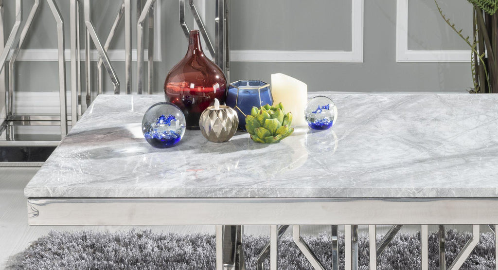 Mercury Grey Marble and Chrome Coffee Table