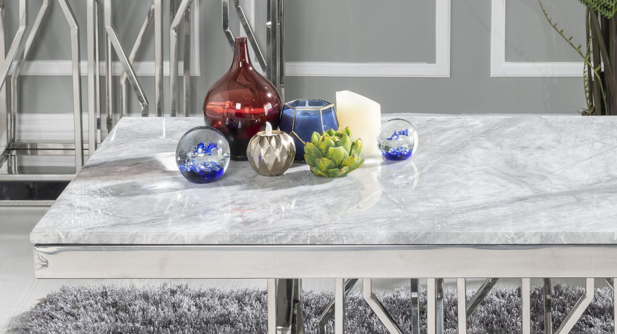 Mercury Grey Marble and Chrome Coffee Table
