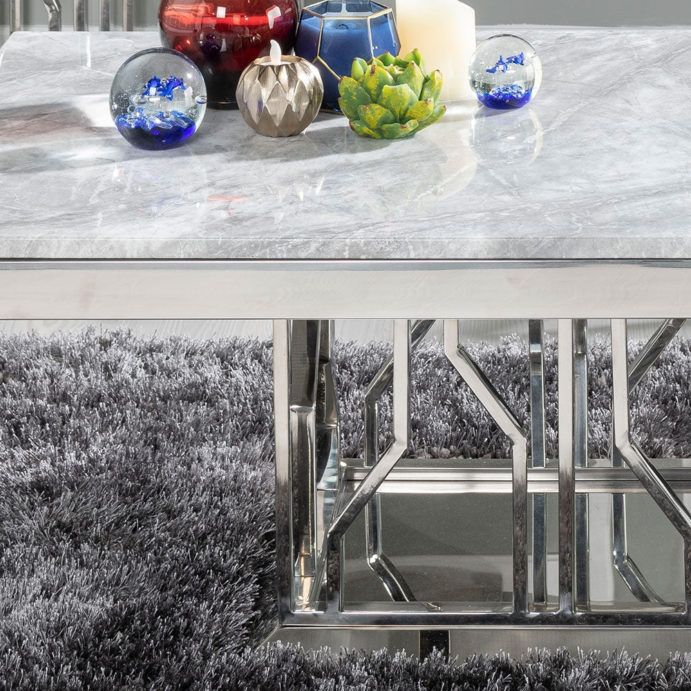 Mercury Grey Marble and Chrome Coffee Table