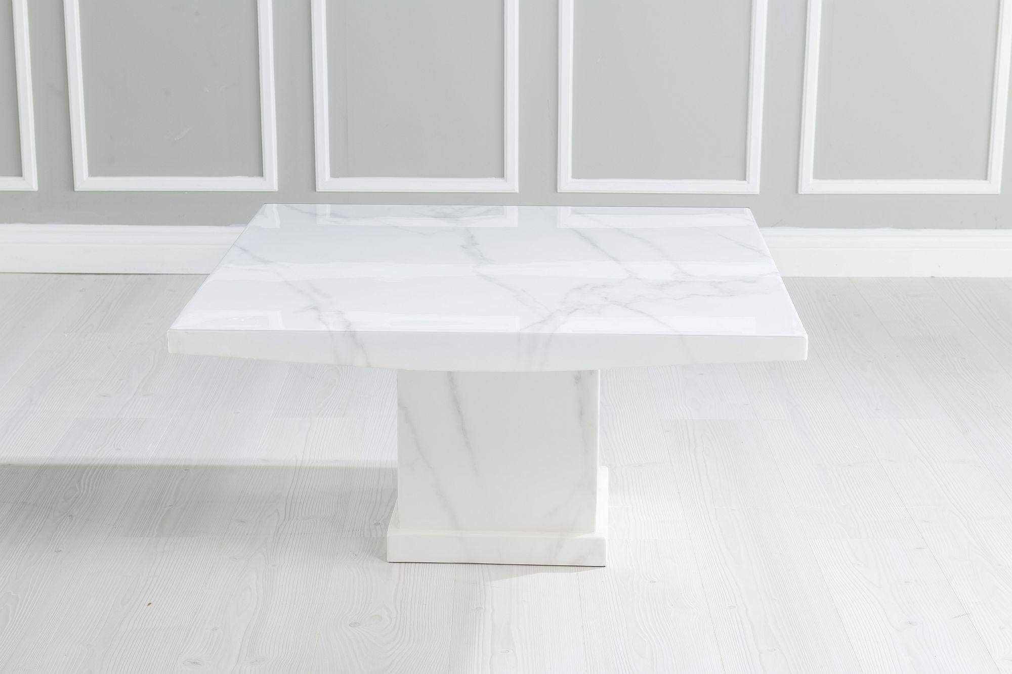 Olympia Square White Marble Coffee Table