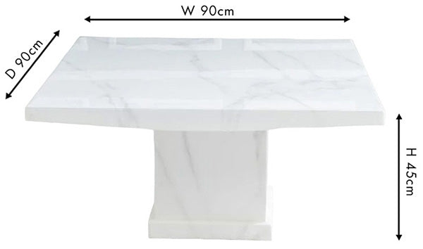 Olympia Square White Marble Coffee Table