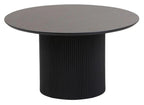 Renzo Black Round Coffee Table with Fluted Ribbed Drum Base
