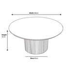 Renzo Black Round Coffee Table with Fluted Ribbed Drum Base