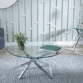 Sutton Clear Glass and Chrome Round Coffee Table - 90cm Tempered Top