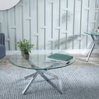Sutton Clear Glass and Chrome Round Coffee Table - 90cm Tempered Top